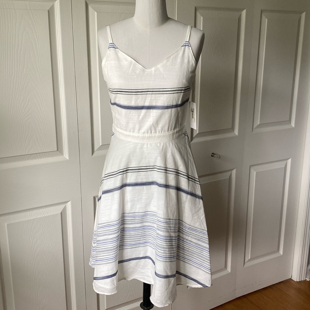 lori&lulu White/Denim Great Tie Back Dress, Size S
